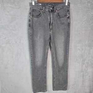 Gap 90s Loose High Rise Jeans Womens 26 2R Washed Black Gray Straight Leg Denim